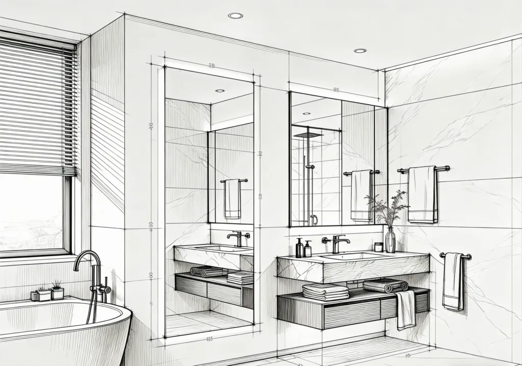 Full length wall mounted LED villa bathroom mirror customized for German residential project by AOSMAY