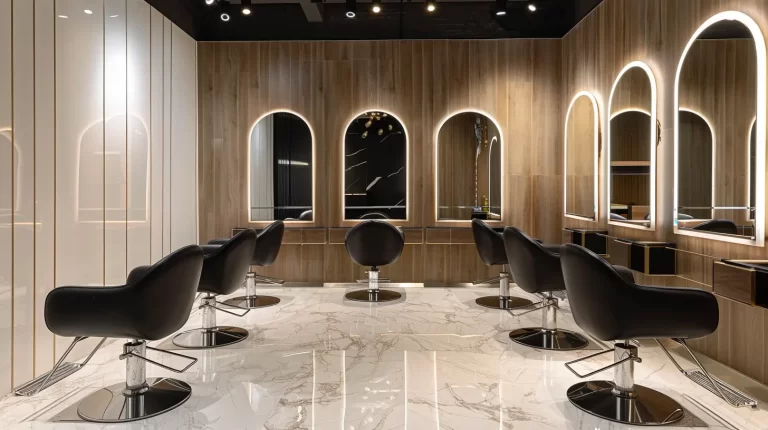 Wall-mounted LED mirror designed for professional hair salons