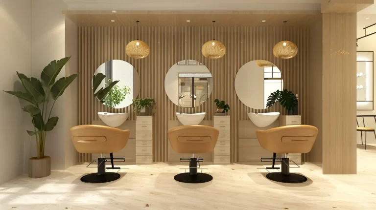 Round LED mirror providing perfect lighting for salon styling