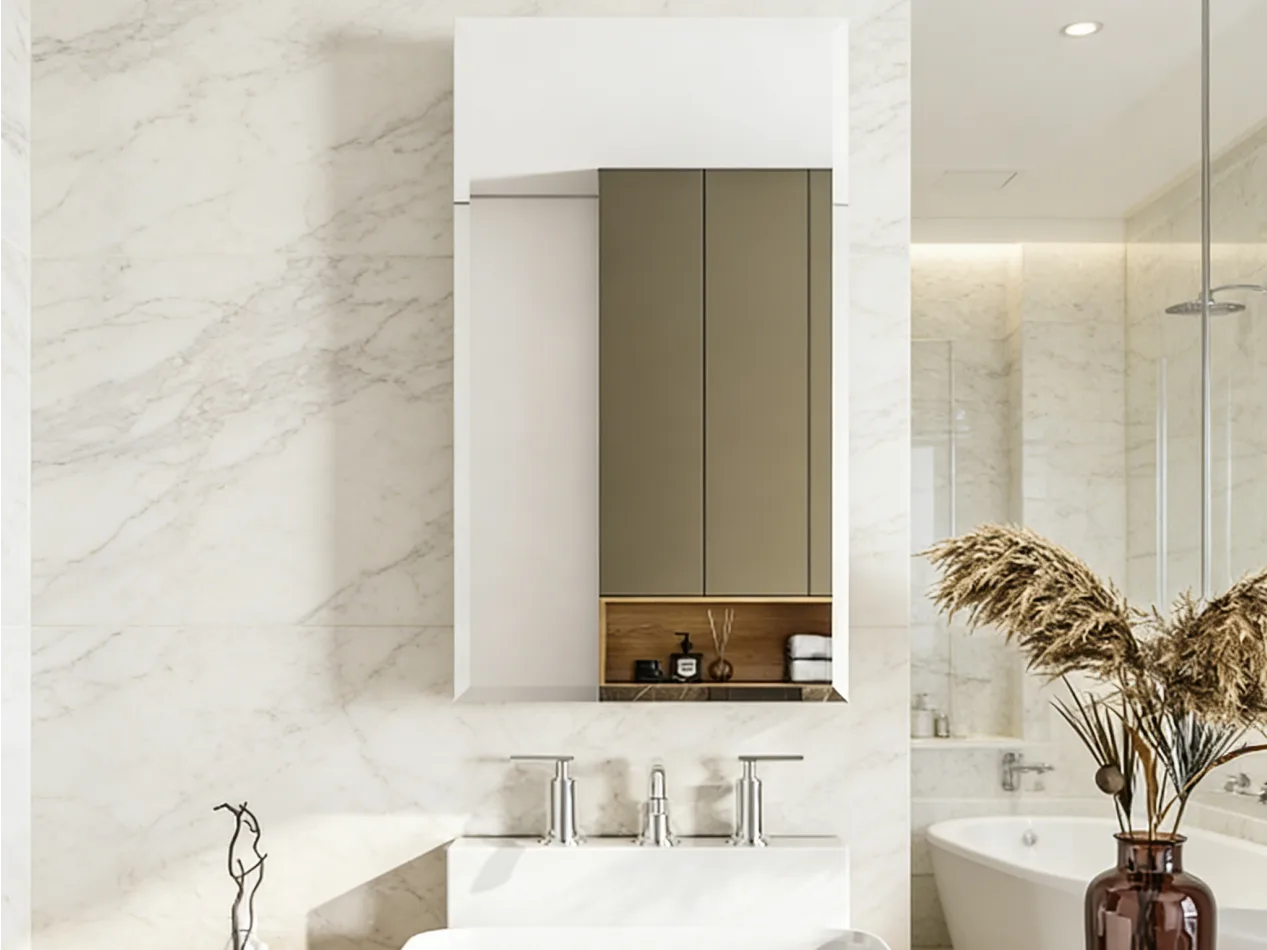 Custom aluminium medicine cabinet project for US hotels. Aosmay aluminium bathroom mirror cabinet with waterproof aluminium structure.