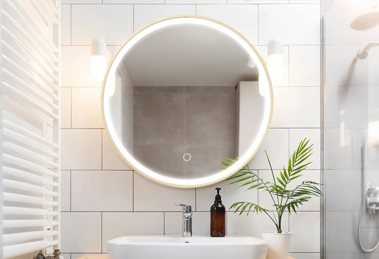 Adjustable LED lighting of 31×31 inches bathroom mirror for makeup and shaving