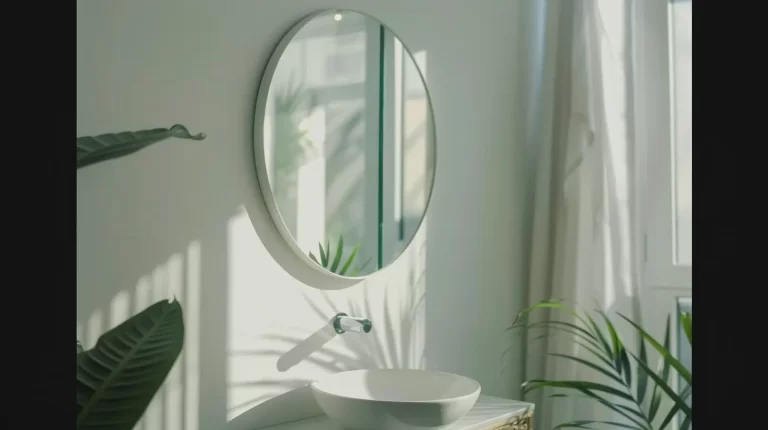 Wall-mounted LED mirror perfect for small apartment bathrooms