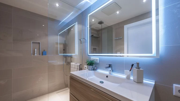 LED bathroom mirror with anti-fog function for apartments