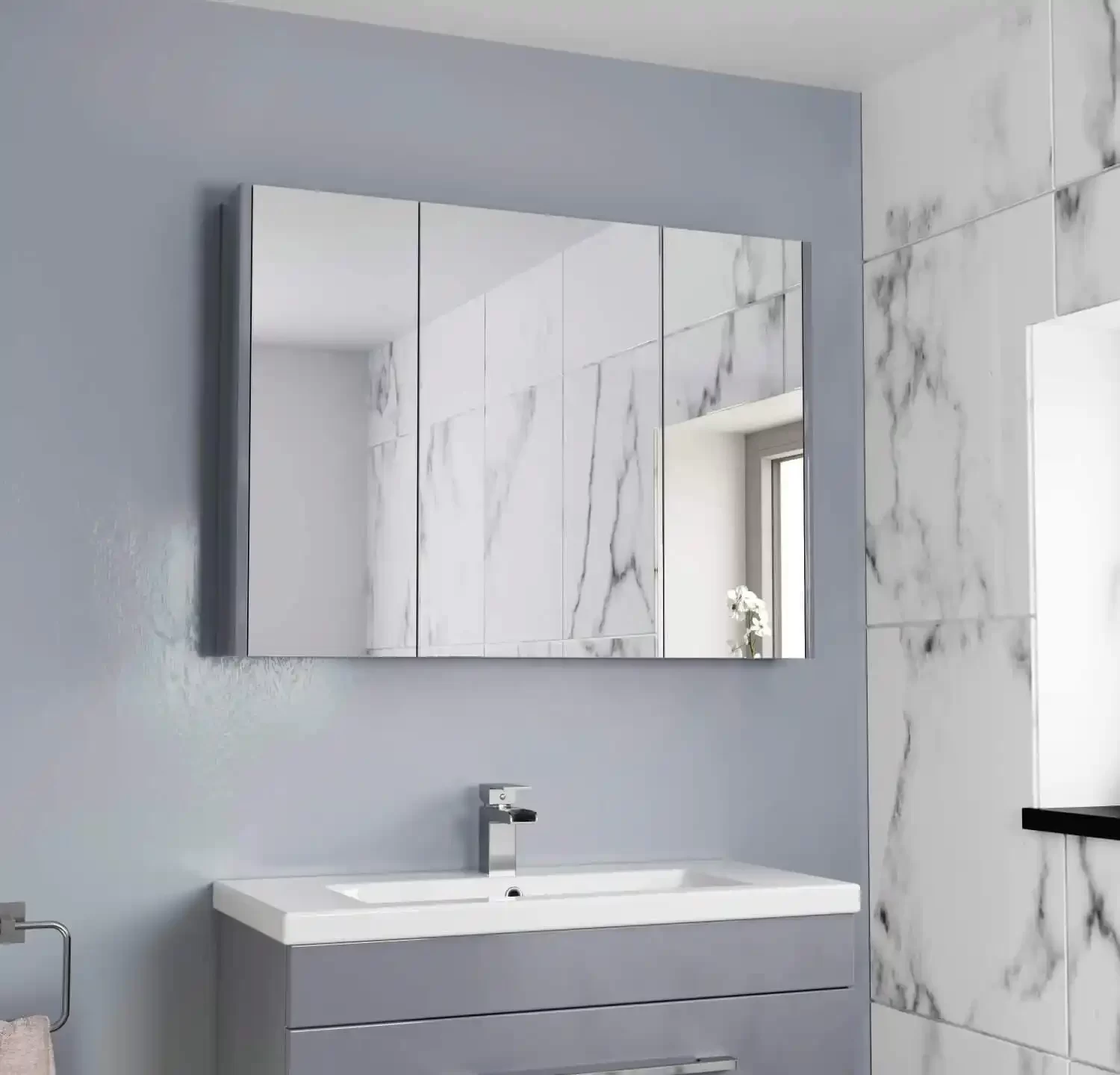 Stainless Steel Bathroom Cabinet with Mirror Bathroom Vanity Modern