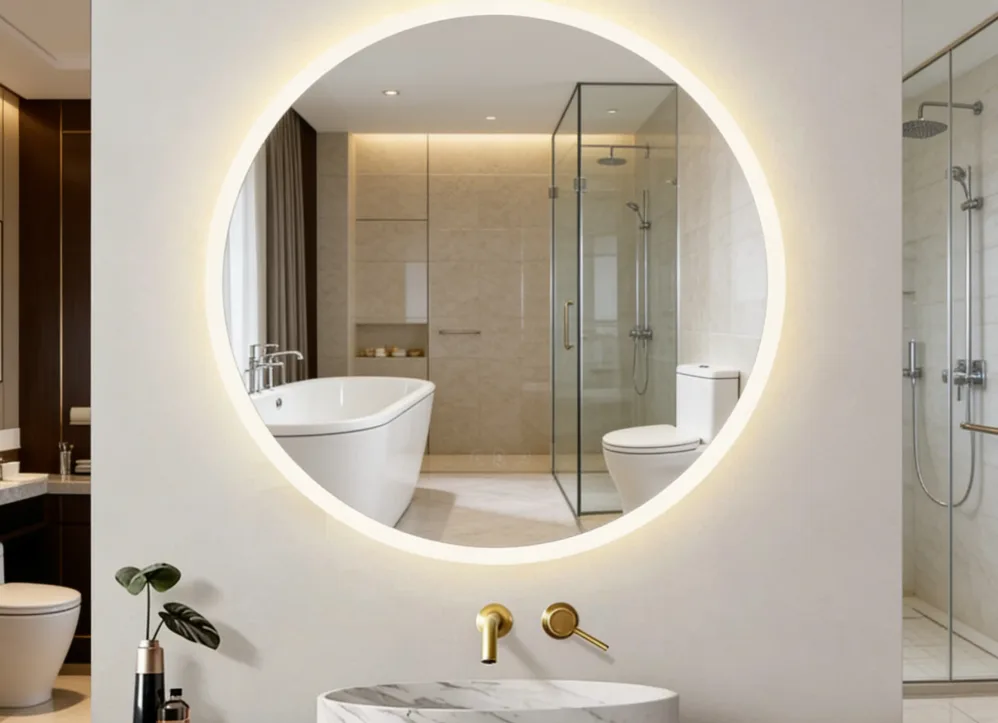 Aosmay provided eco-friendly LED mirror customization for a Germany hotel project.