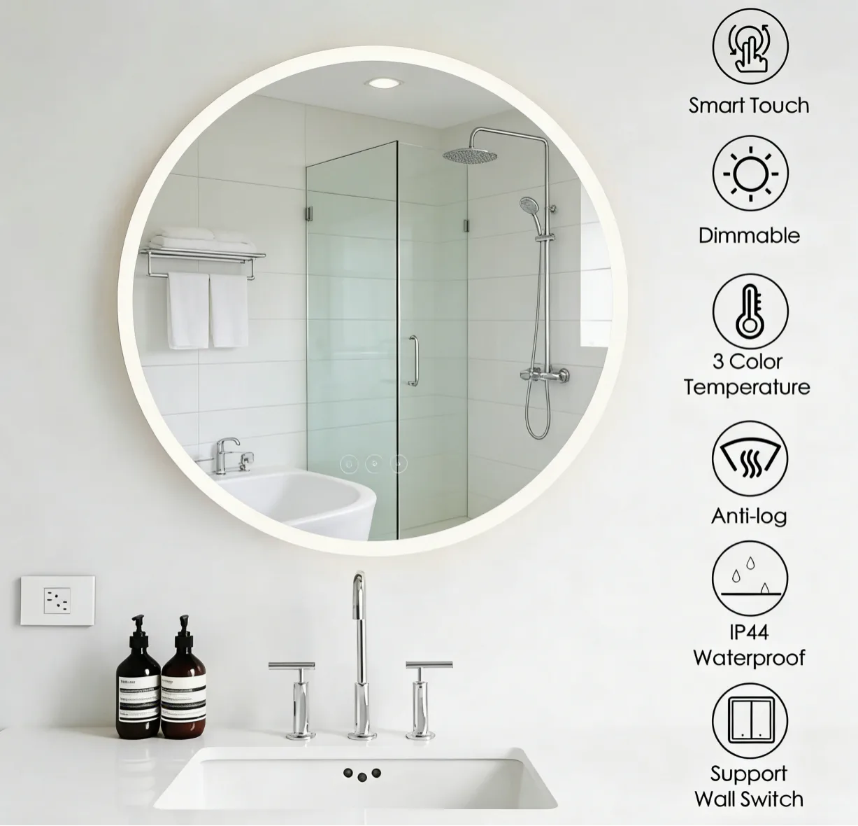 Aosmay provided eco-friendly LED mirror customization for a Germany hotel project.