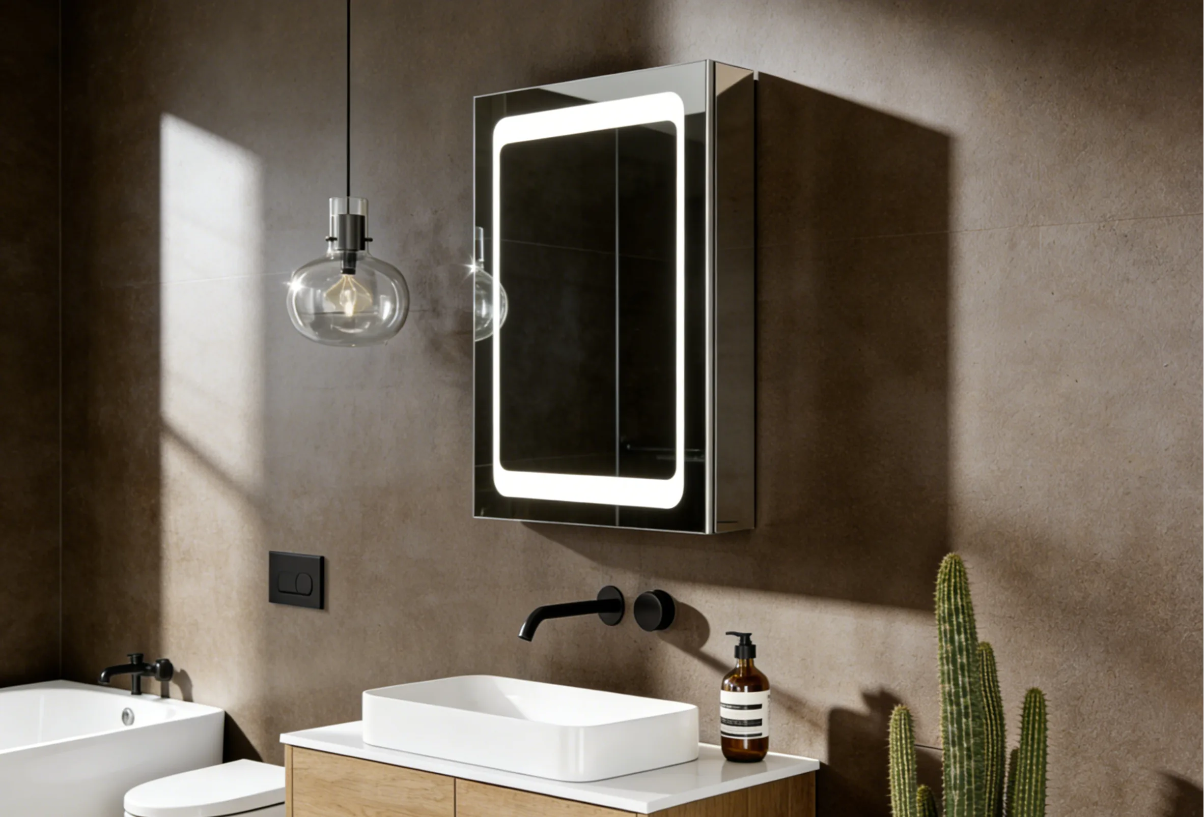 Aosmay to design and supply custom stainless steel bathroom mirror cabinet for apartment complex