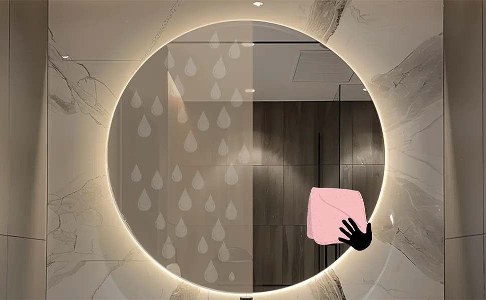 Use a microfibre cloth to clean the mirror of your LED bathroom mirror to avoid scratches and keep the mirror shiny.