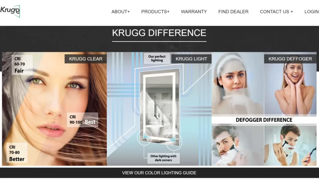 Krugg Mirrors specializes in manufacturing high-quality LED bathroom mirrors, recognized for their innovative technology and superior craftsmanship. 