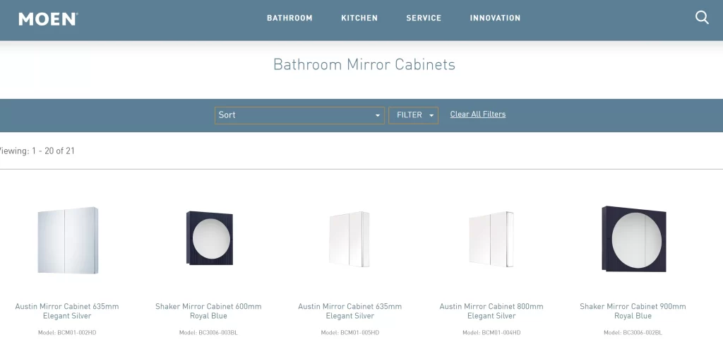 Moen bathroom medicine cabinets usually feature a streamlined modern design that suits a variety of decorating styles.