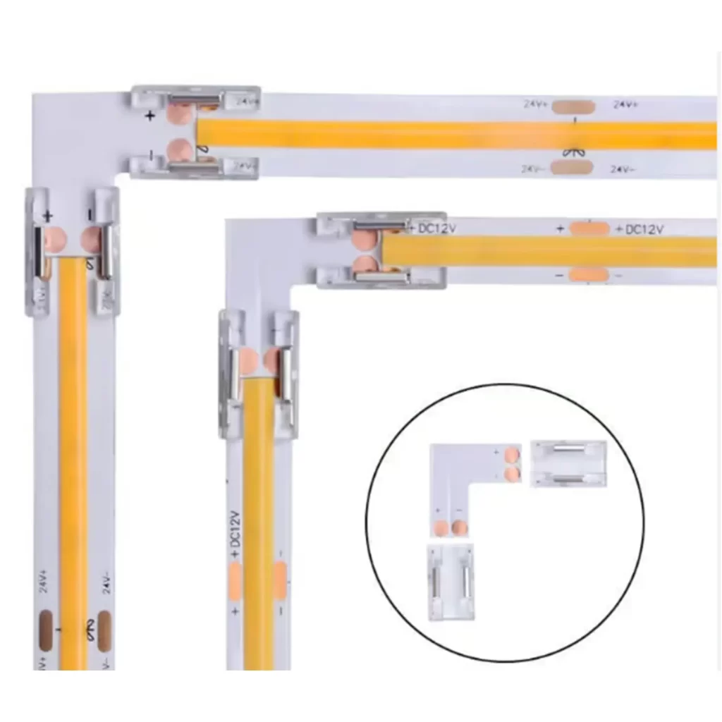 For corners, fold the strip into a ‘V’ shape to fit the 90 degree angle to ensure even illumination around the LED light mirror.