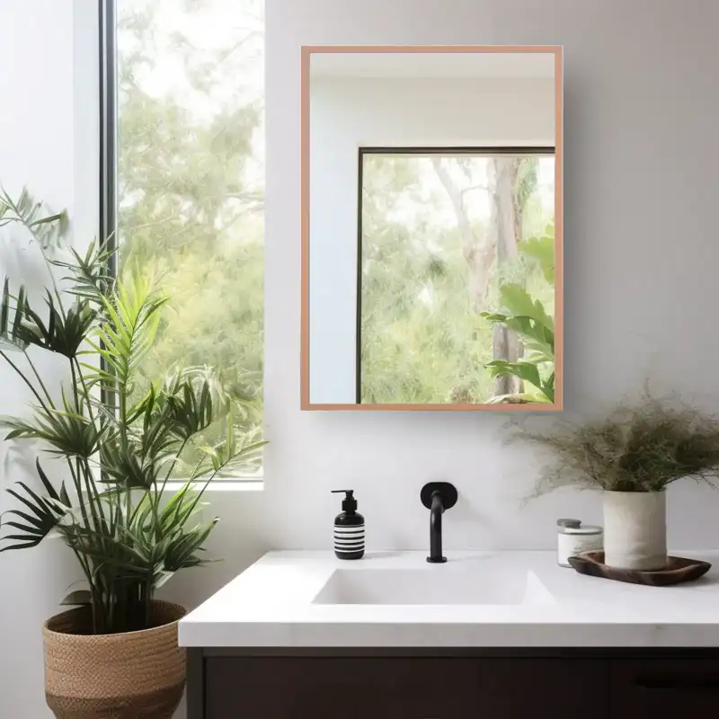 Bronze-colored 201 Stainless Steel Frame Bathroom Mirror