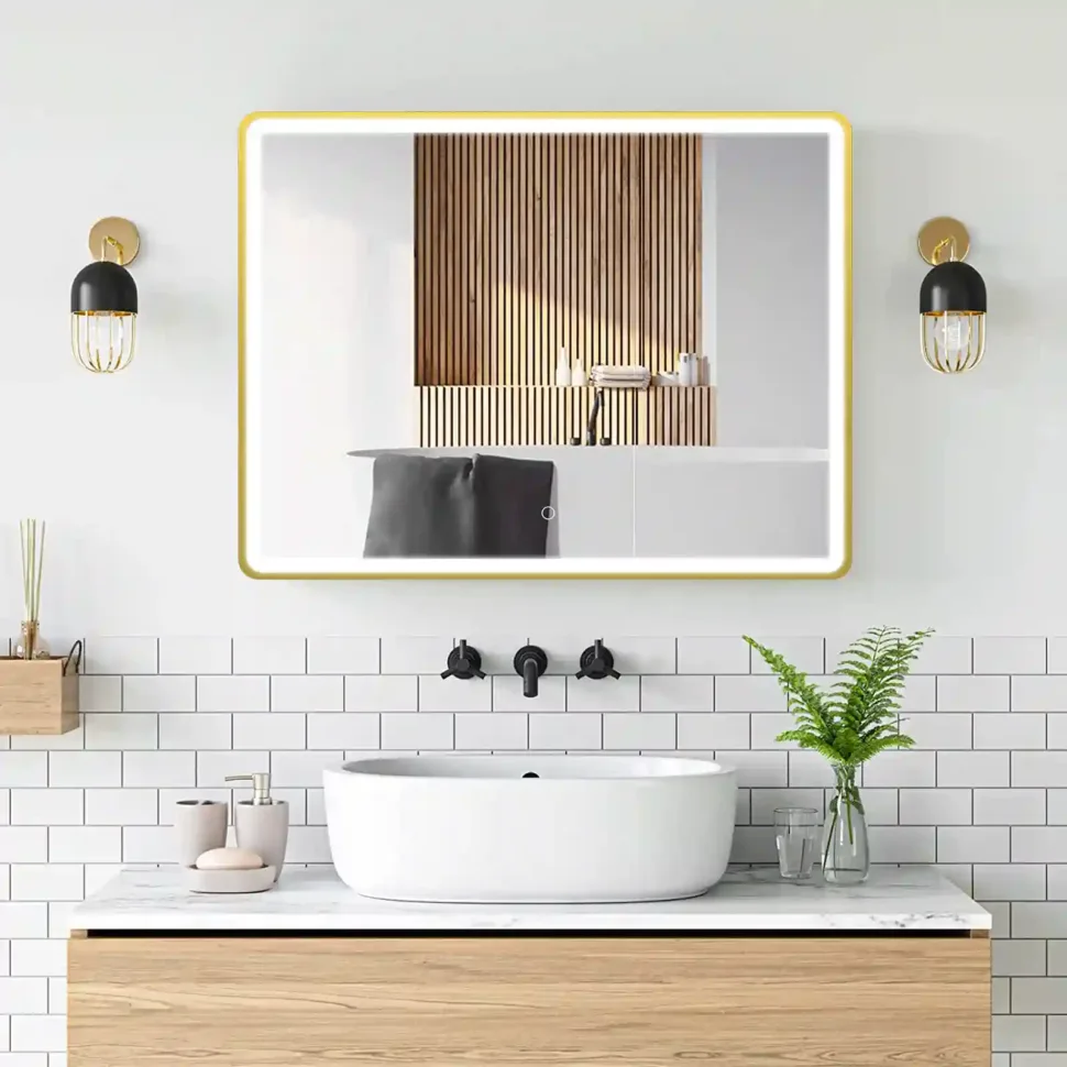 38×30-inch Stainless Steel Mirror Frame LED Mirror Mirror with LED Lights