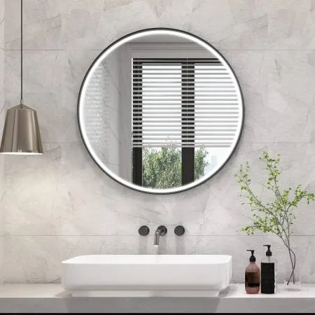 Black Powder-coated Aluminum Frame LED Mirror