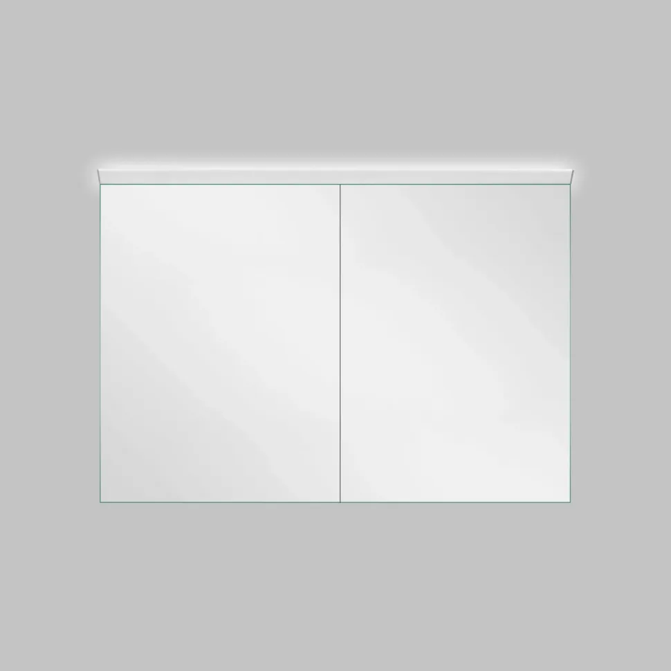 Bathroom mirror cabinet with all-in-one LED light box and dual-sided aluminum finish