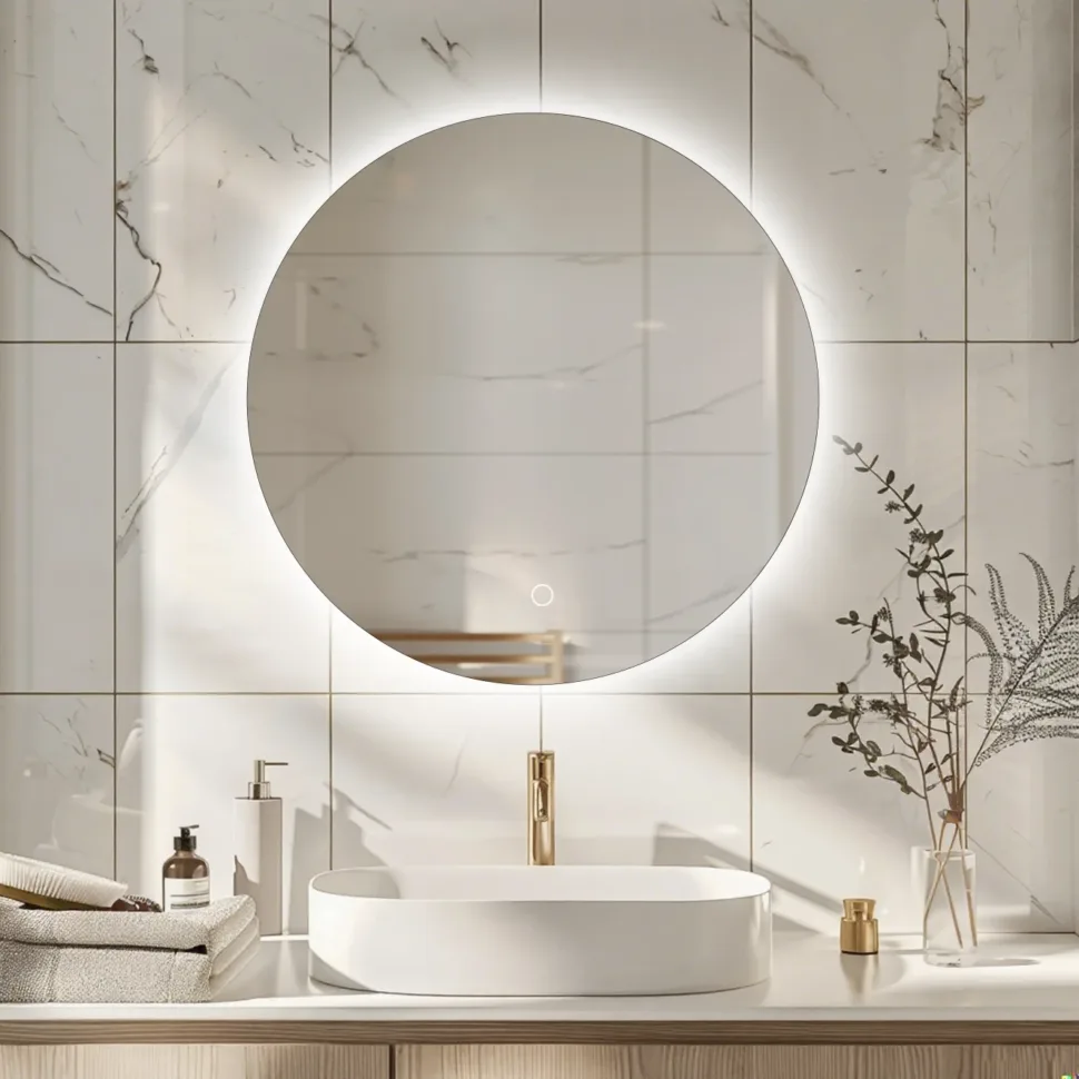 Budget-friendly black led mirror with innovative black frame and edge lighting.