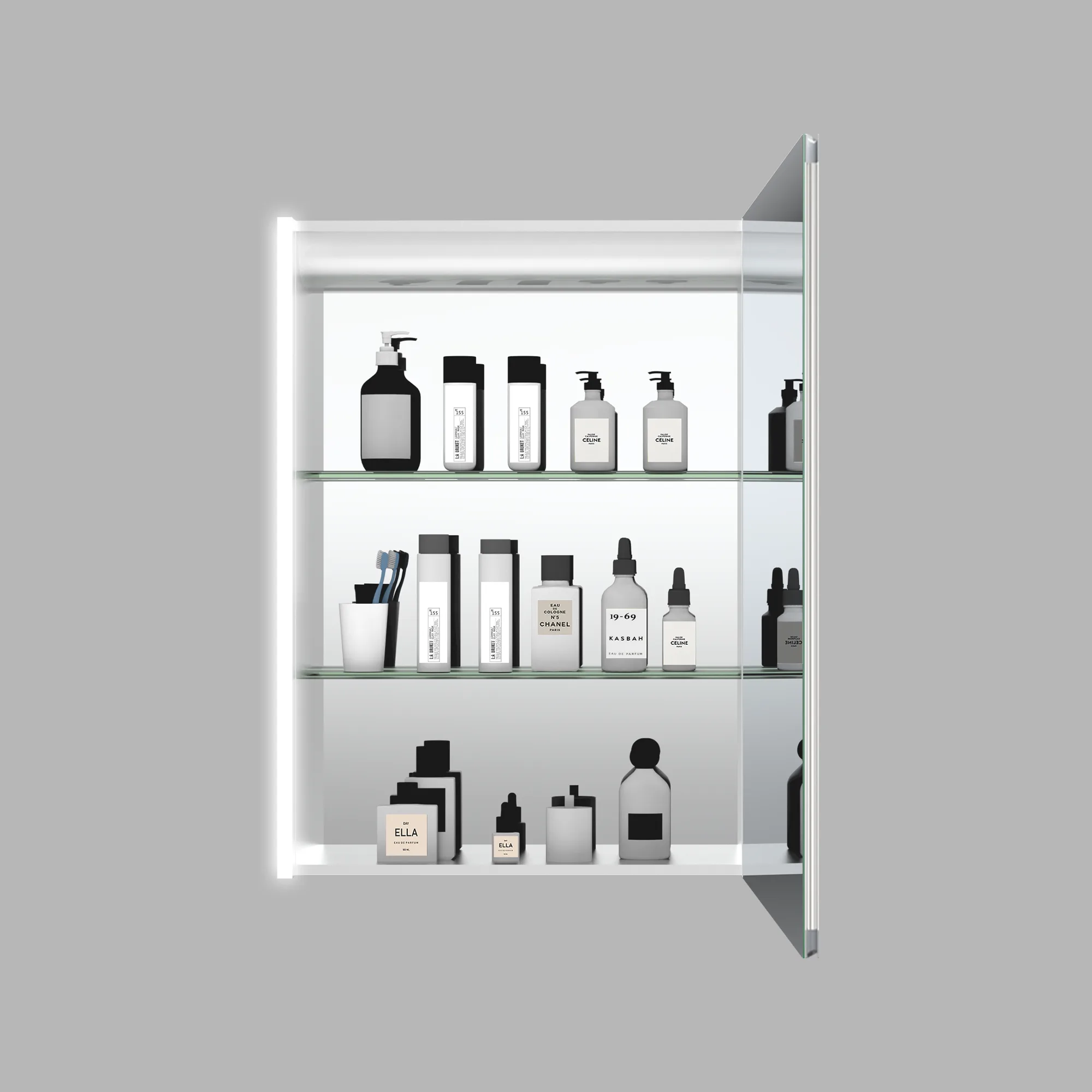 Durable aluminum frame construction of Aosmay's medicine cabinets with mirrors, built to prevent rust.