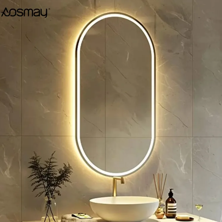 Custom framed led bathroom mirrors for hotel projects by Aosmay