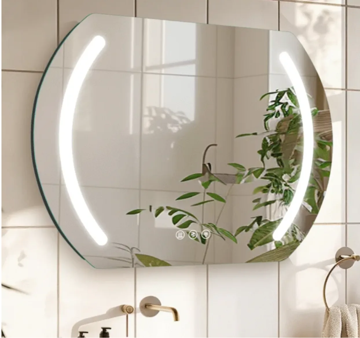 Modern LED bathroom mirror with adjustable lighting and defogger by Aosmay