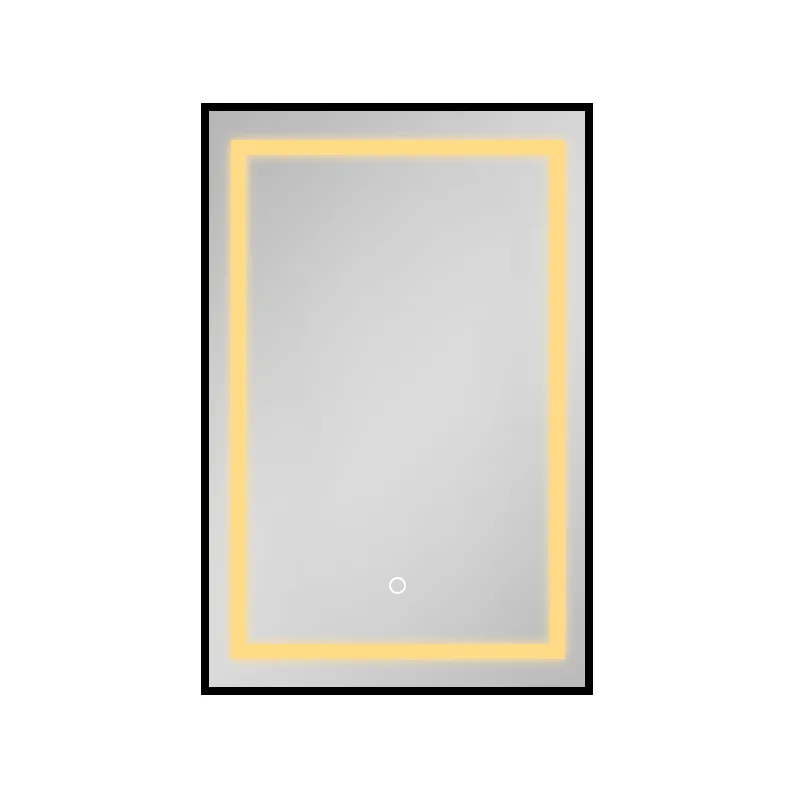 Aosmay tilted rectangle LED mirror, black framed bathroom mirror for easy grooming