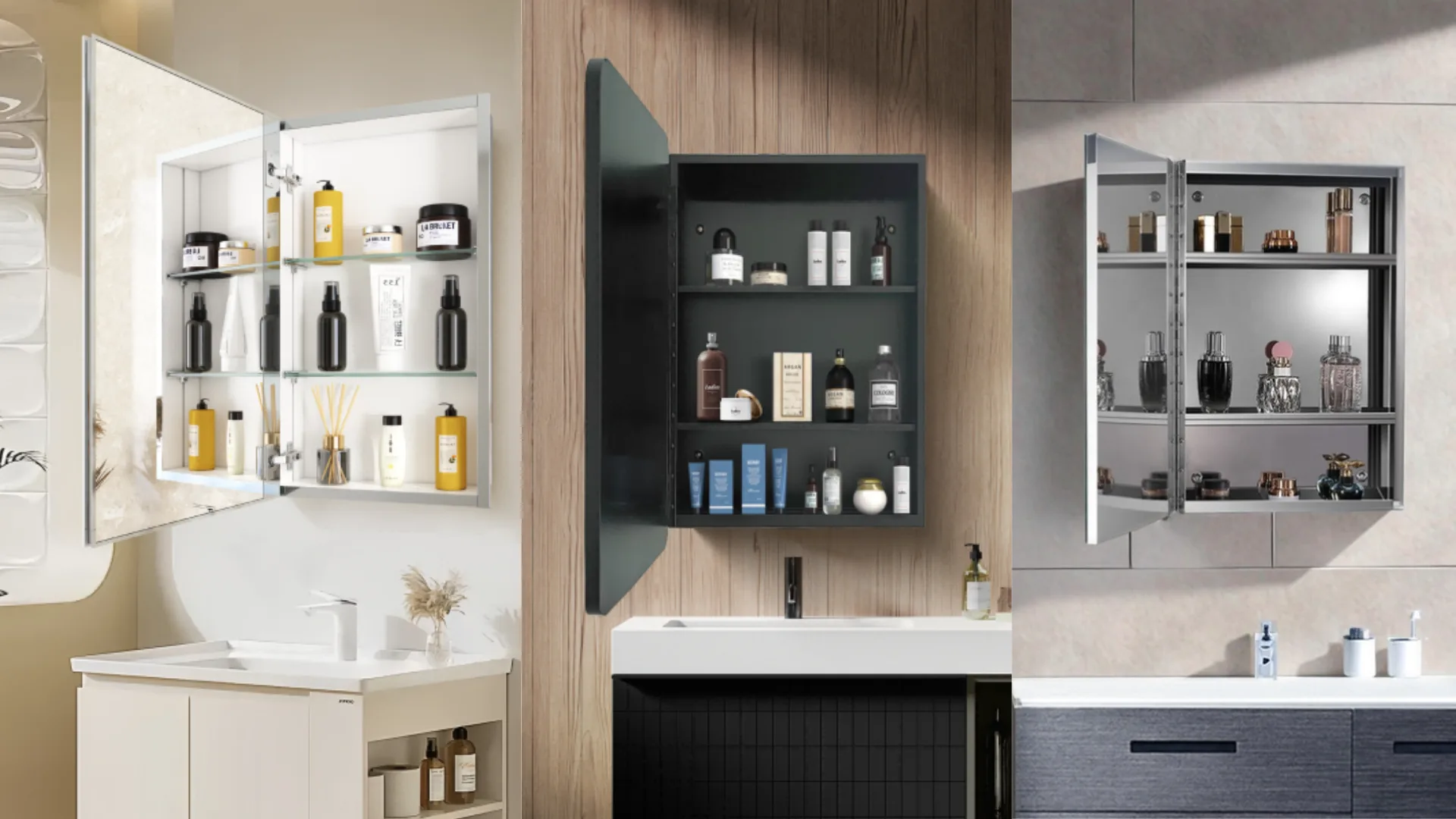 Aosmay medicine cabinet made of stainless steel, aluminum, and powder-coated iron for enhanced safety