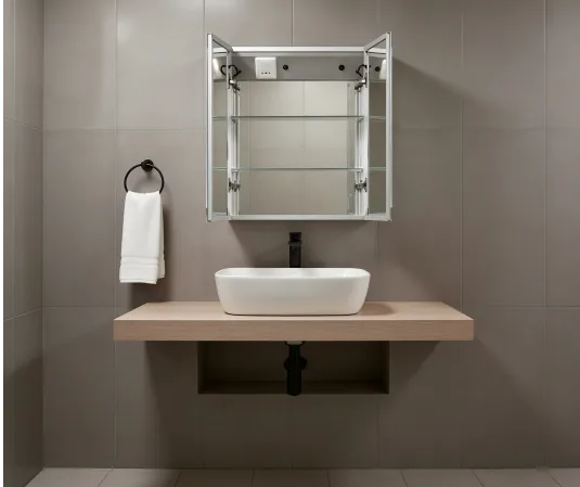 Aosmay medicine cabinet with adjustable interior shelves adds flexibility for diverse storage needs