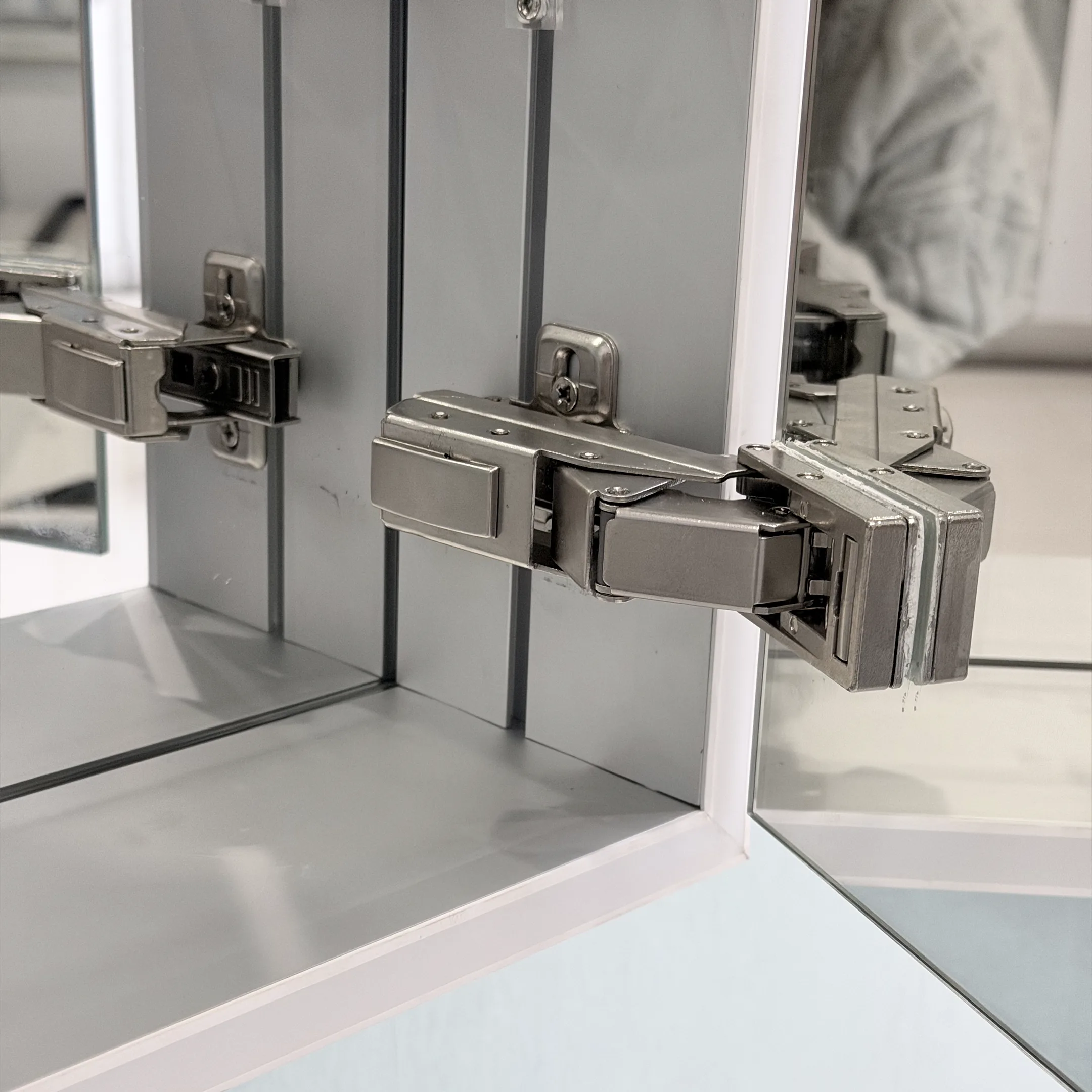 18×24 Inches Recessed Mirror Medicine Cabinet with LED Light Channel Push-to-Open Aluminum Mirror Cabinet