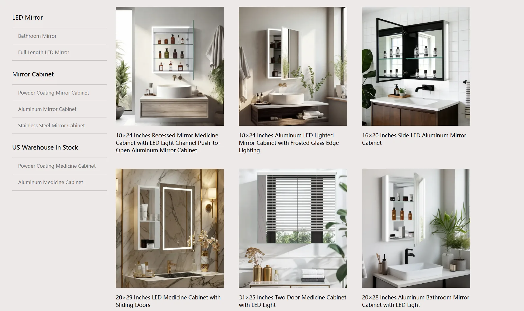 6.Popular Sizes of Aosmay LED Mirror Cabinet