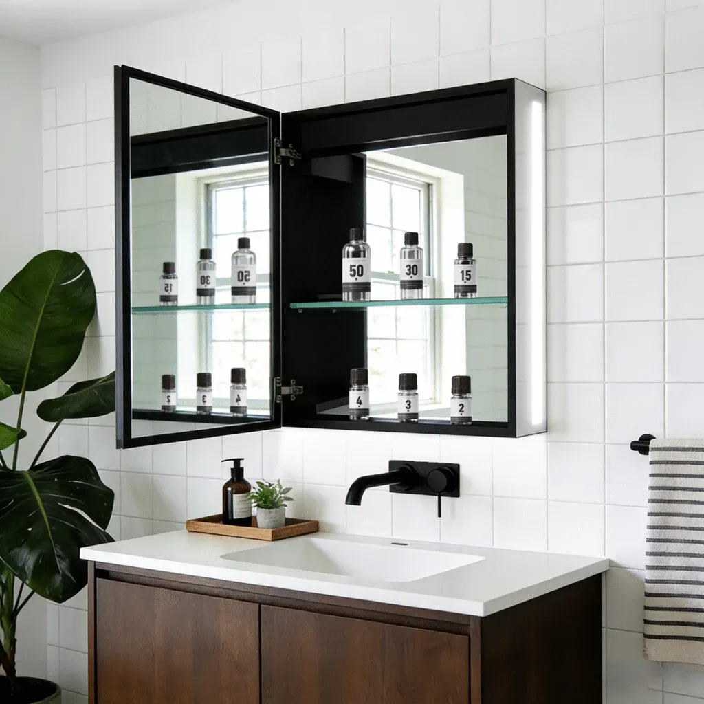 aosmay Side LED Aluminum Mirror Cabinet