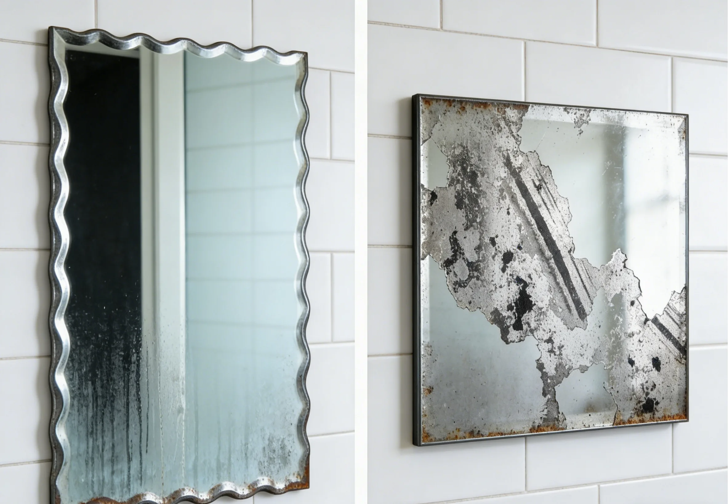 black spots on bathroom lighted medicine cabinet mirror