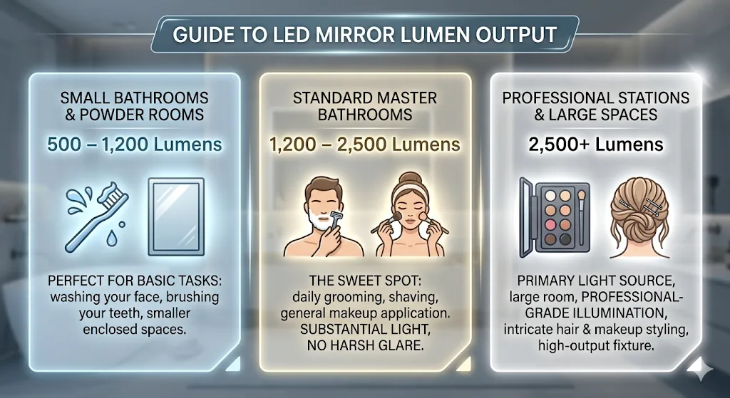 For buyers looking for a reliable Aosmay LED mirror, lumens are one of the first specifications to check.