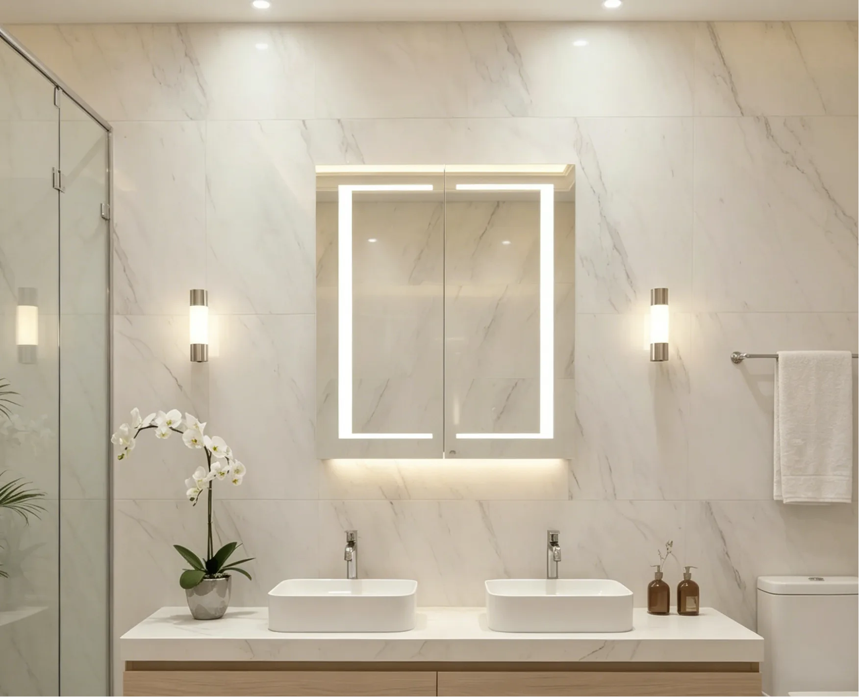 bathroom mirror cabinets Double Door Anti-fog Medicine Cabinet