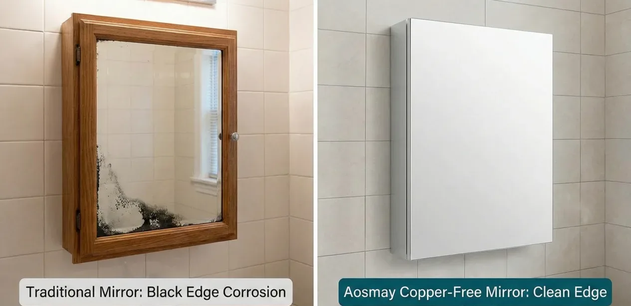 For many importers, developers, and hotel buyers, copper-free mirrors are becoming the standard choice for quality Aosmay mirror cabinet projects.