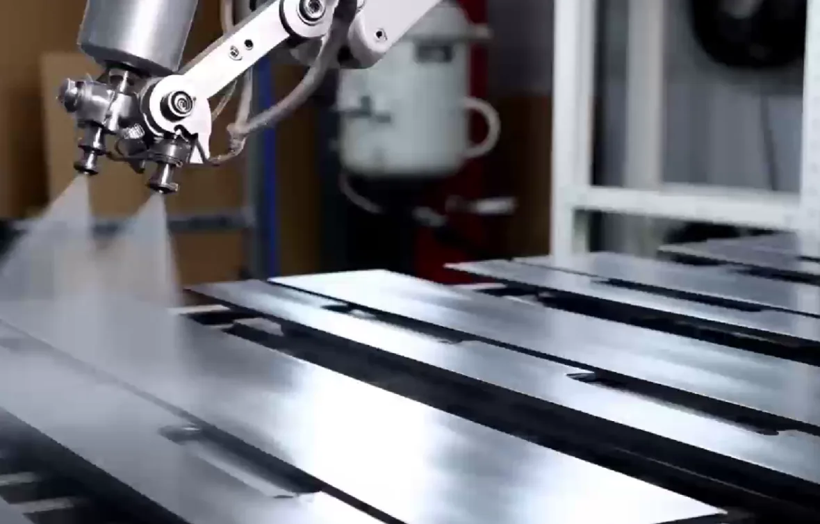 Automated electrostatic powder coating line ensuring 500-hour rust-proof finishes for the Aosmay Powder Coating Mirror Cabinet.
