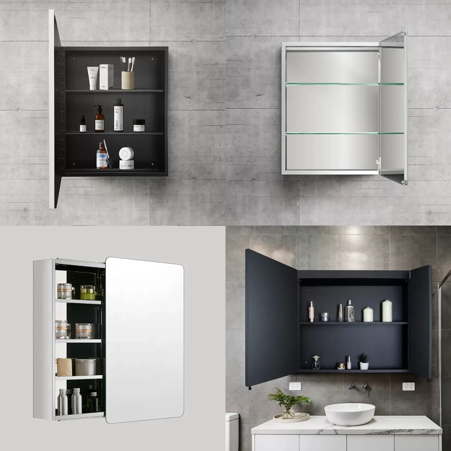 Four custom door opening options for medicine cabinet pharmacy