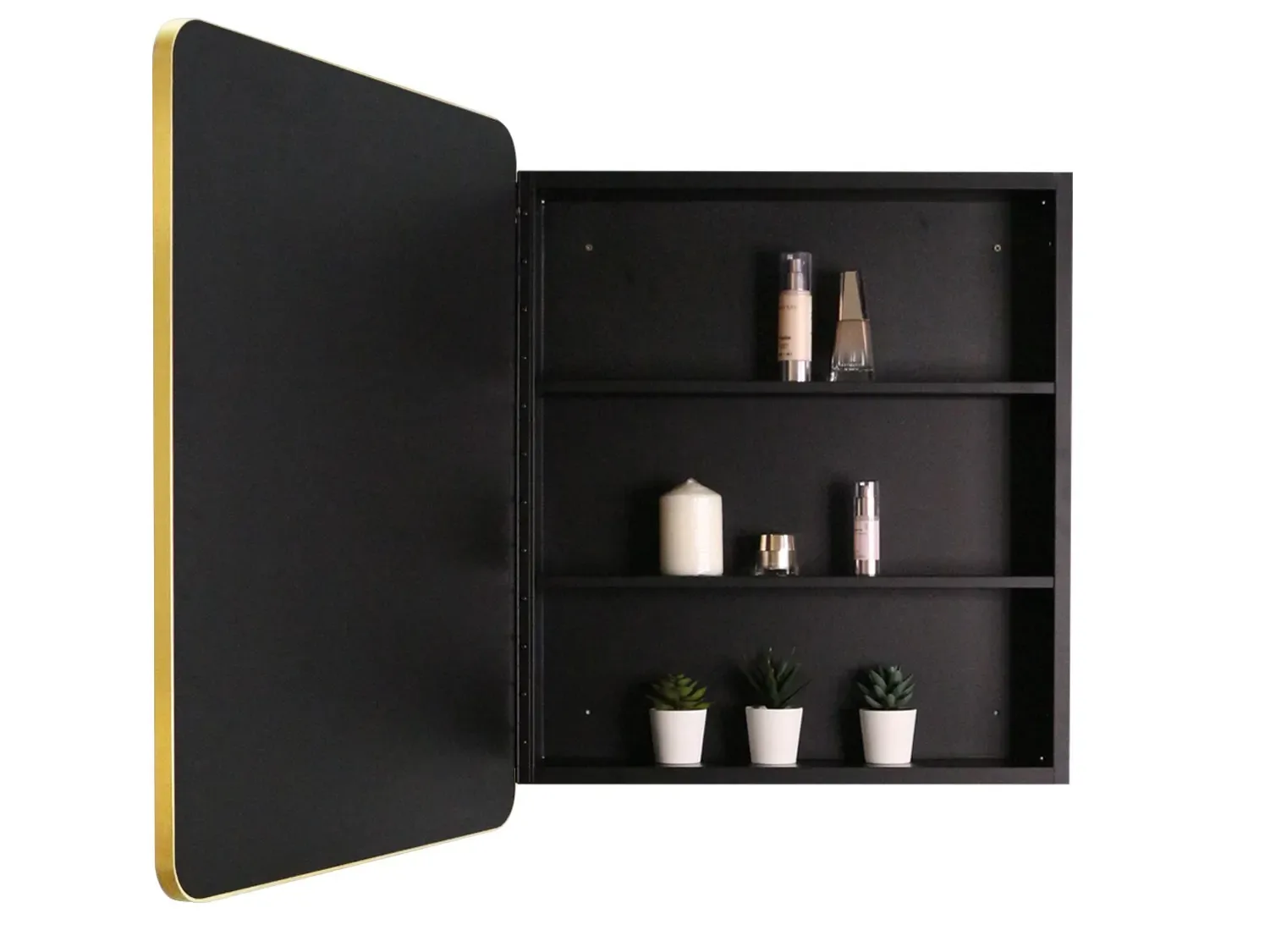 Aosmay 24×30 Inch Gold Metal Framed Wall Mount or Recessed Bathroom Medicine Cabinet with Mirror