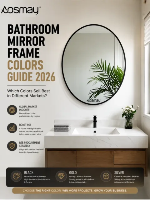Discover the best bathroom mirror frame colors for projects. Learn how matte black, gold, and silver finishes influence global market trends.