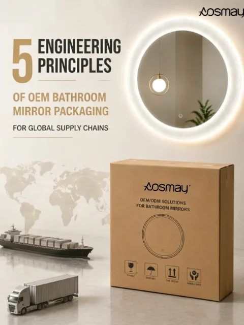 Optimize OEM bathroom mirror packaging to reduce transit damage, maximize container space, and ensure safe global B2B delivery with Aosmay.