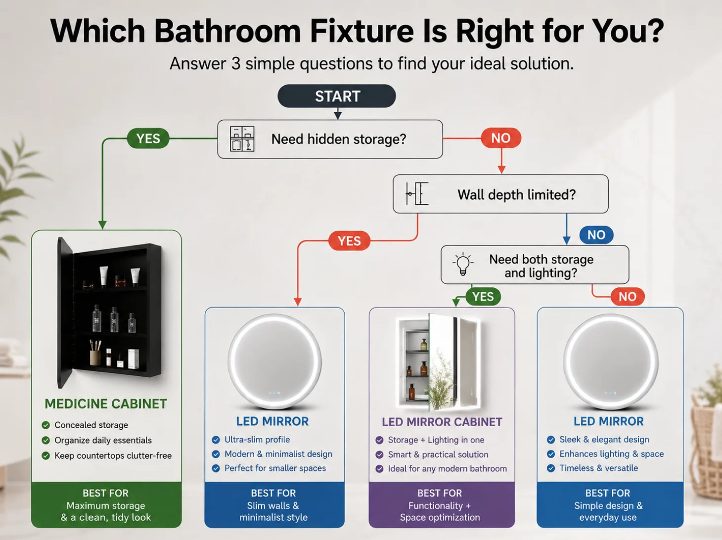 Bathroom mirror vs medicine cabinet decision chart