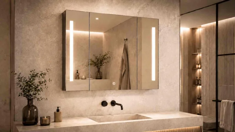 Powder coating mirror cabinet three doors