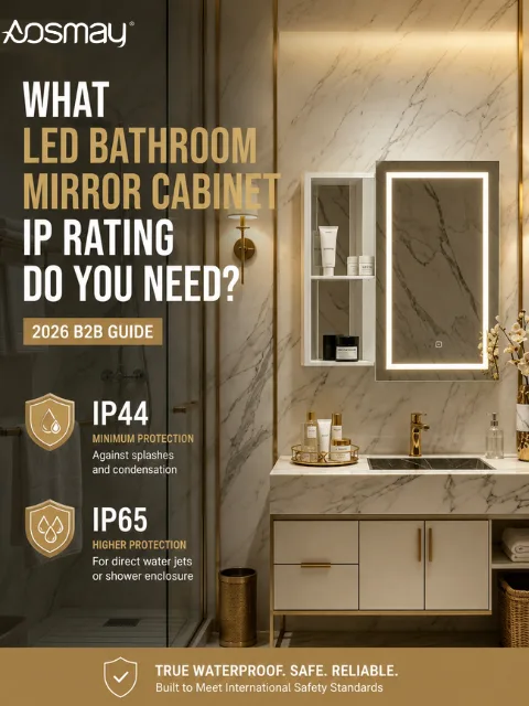 Wondering what LED bathroom mirror cabinet IP rating is required? Learn how to source a true waterproof mirror cabinet for commercial projects.