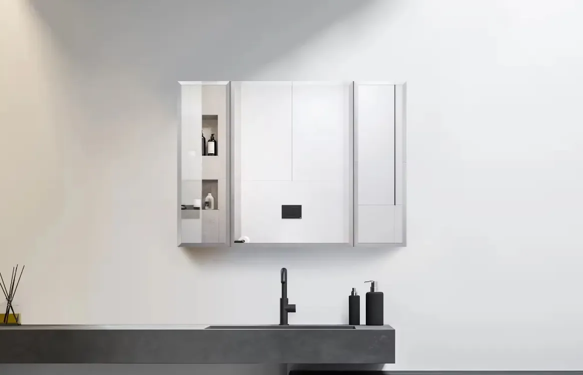 Aluminum mirror cabinet for high humidity hotel bathrooms