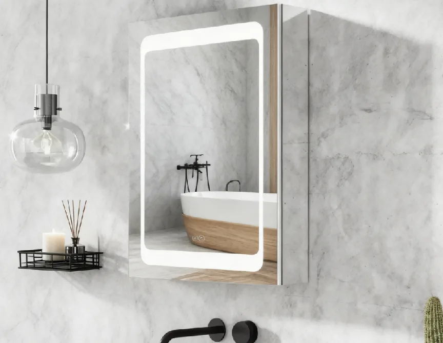Stainless steel mirror cabinet for coastal hotel bathrooms