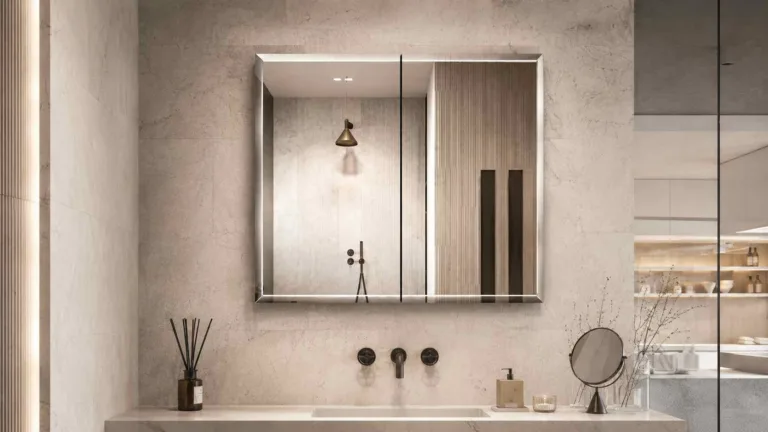aluminum mirror cabinet with double doors