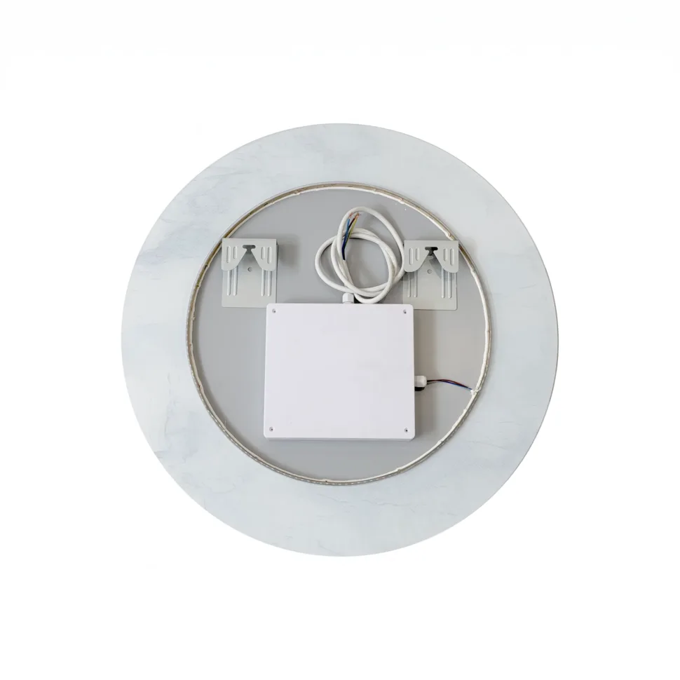 24×24 inch LED Round Mirror with a celadon green acrylic frame and touch sensor. Modern lighted wall round mirror for bathrooms, hotels and OEM/ODM projects.