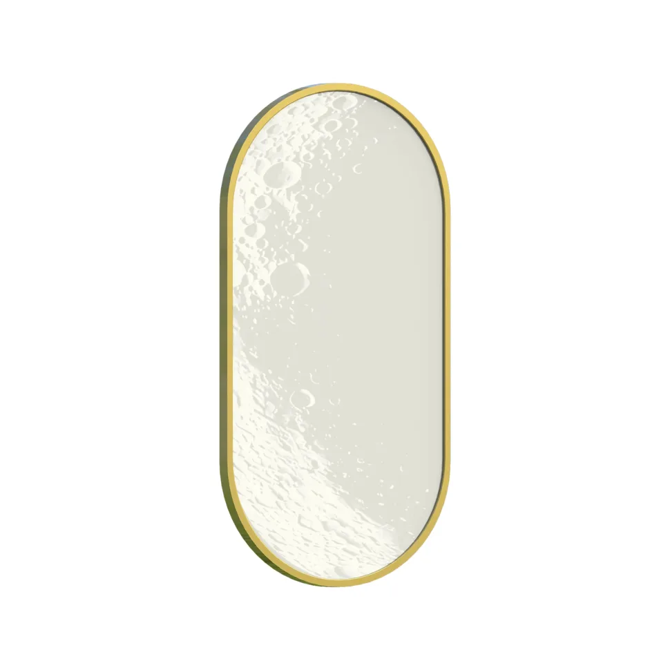 Gold Frame LED Bathroom Mirror with Touchless Sensor,Custom UV Printed Wave Pattern