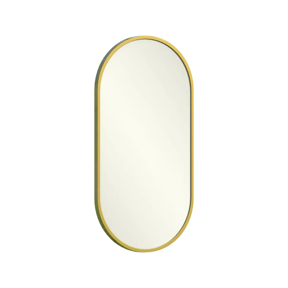 Gold Frame LED Bathroom Mirror with Touchless Sensor,Custom UV Printed Wave Pattern