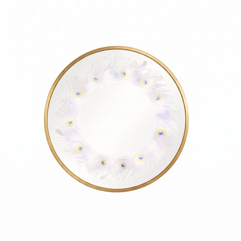 24×24 Inches Gold Frame LED Round Mirror with Touchless Sensor
