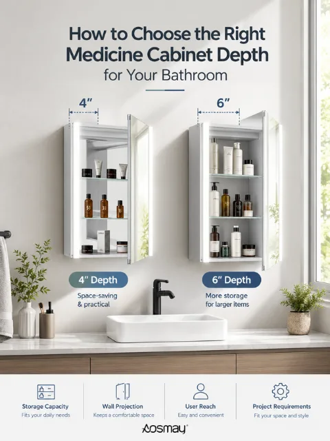 Learn how to choose the right medicine cabinet depth for your bathroom. Compare 4-inch, 6-inch and deeper options.