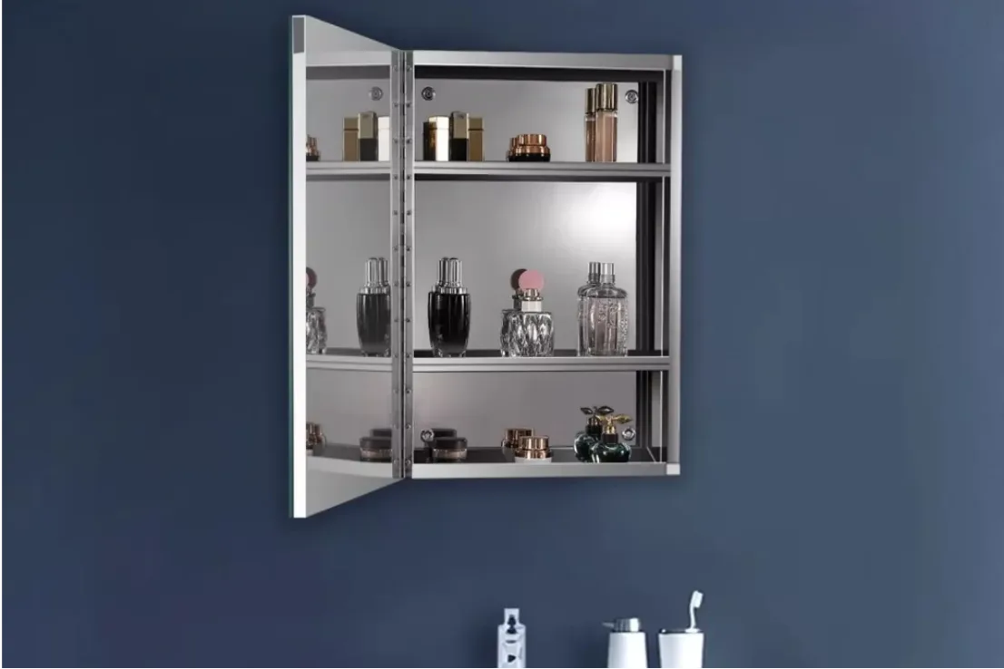Aluminum LED mirror cabinet designed for humid bathroom environments